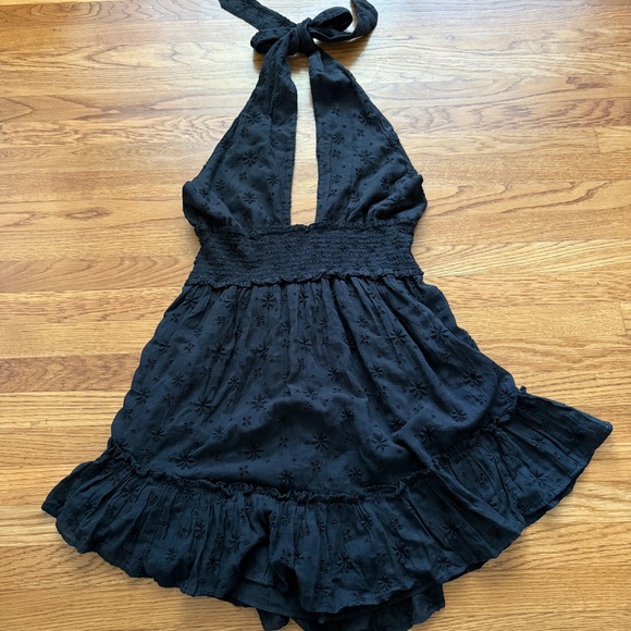 aerie Dresses & Skirts - Aerie eyelet black halter coquette flirty mini dress New